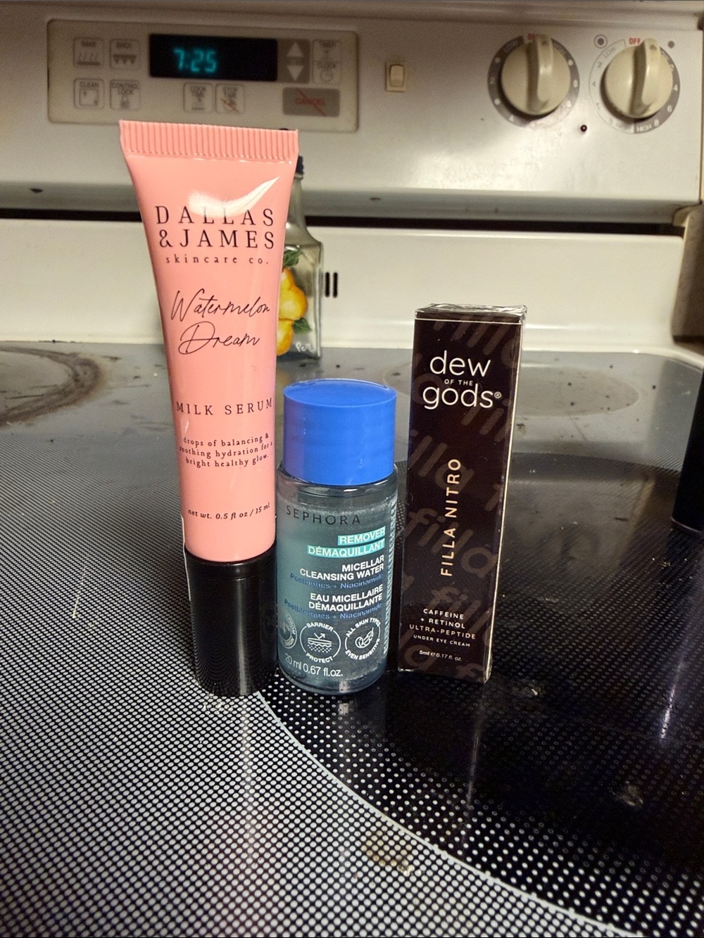 Eye cream , cleansing water and milk serum
